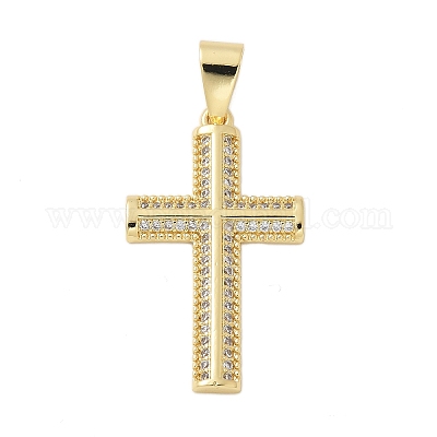 Brass Micro Pave Cubic Zirconia Pendants&nbsp;KK-P293-21E-G-1