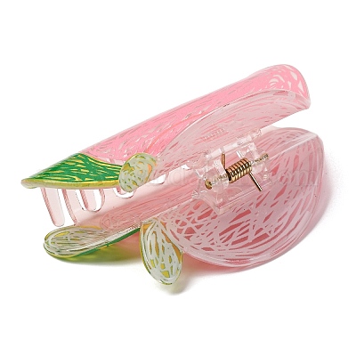 女性用 女の子用 アクリル 爪 ヘアクリップ 桃 鉄パーツ ピンク