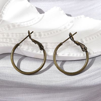 真鍮製フープピアス  リング  アンティークブロンズ  20x1.5mm  ピン：0.6mm&nbsp;KK-I665-26A-AB-1