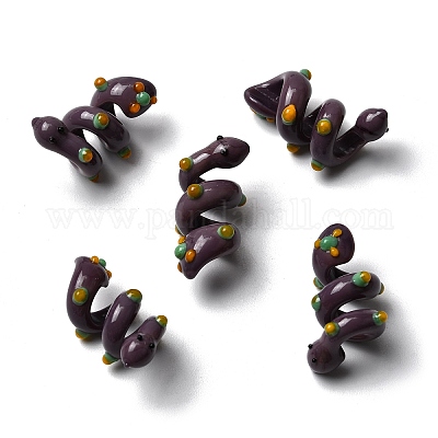 手作りのランプワークエナメルビーズ  ヘビ  バンピー  ココナッツブラウン  27.5~31.5x15~20x14~16mm  穴：5~6mm&nbsp;LAMP-K039-35B-1