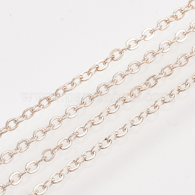 アイアン製アズキチェーン  ハンダ付け  スプールで  フラットオーバル  ローズゴールド  2x1.5x0.3mm  約100ヤード/ロール&nbsp;CH-S131-03RG-1
