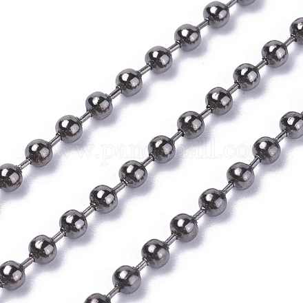 アイアン製ボールチェーン  ハンダ付け  スプールで  ガンメタ色  ビーズ：3.2mm  約164.04フィート（50m）/ロール&nbsp;CHB004Y-B-1