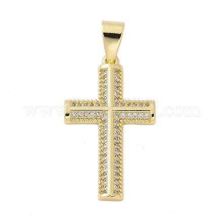 Brass Micro Pave Cubic Zirconia Pendants KK-P293-21E-G-1