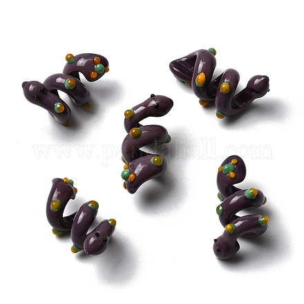 手作りのランプワークエナメルビーズ  ヘビ  バンピー  ココナッツブラウン  27.5~31.5x15~20x14~16mm  穴：5~6mm&nbsp;LAMP-K039-35B-1