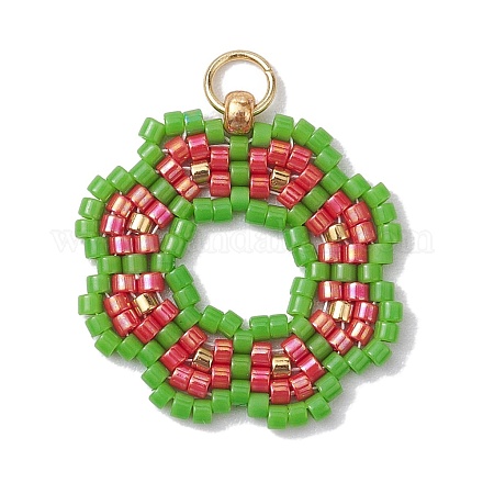 Seed Beads Beaded Charms PALLOY-MZ00205-04-1