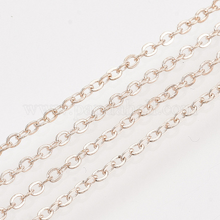 アイアン製アズキチェーン  ハンダ付け  スプールで  フラットオーバル  ローズゴールド  2x1.5x0.3mm  約100ヤード/ロール&nbsp;CH-S131-03RG-1