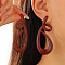 Twist Spray Printed Alloy Stud Earrings, Dark Red, 50mm
