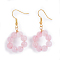 Natural Rose Quartz Dangle Earrings, with Brass Earring Hooks, Golden, 41.5mm, Pin: 0.6mm