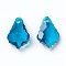 Faceted Glass Pendants, Leaf, Steel Blue, 16x11x6mm, Hole: 1.5mm