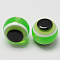 Round Evil Eye Resin Beads, Light Green, 6x5mm, Hole: 1.8~2mm