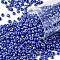 8/0 Glass Seed Beads, Opaque Colors Lustered, Round, Blue, 3mm, Hole: 1mm, about 10000pcs/pound