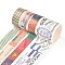 DIY Scrapbook Decorative Adhesive Tapes, Stamp Pattern, 1.5~3.5cm, about 2m/roll, 4 rolls/set