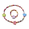 Maple Wood Jewelry Set, Beaded Necklace & Stretch Bracelet, Panda, Inner Diameter: 1-5/8 inch(4cm), Necklace: 15-3/8 inch(39cm)