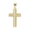 Brass Micro Pave Cubic Zirconia Pendants, Cross, Rack Plating, Cadmium Free & Lead Free, Long-Lasting Plated, Real 18K Gold Plated, 34.5x20x2.5mm, Hole: 7x4.5mm