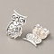 Brass Ear Nuts, Earring Backs, Owl, Silver, 15x9.5x5mm, Hole: 3.5mm