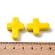 手作りランプワークビーズ  クロス  きいろ  26x19.5x7.5mm  穴：1.6mm&nbsp;LAMP-Q004-01A-02-3