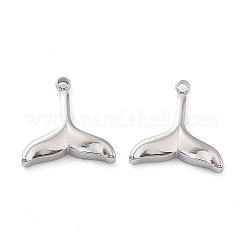 Non-Tarnish 304 Stainless Steel Charms, Fishtail Charm, Stainless Steel Color, 12x11.5x2.5mm, Hole: 1.2mm