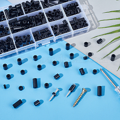 ABSプラスチックガスケット360個  隔離柱  支柱  ブラック  5~15x7mm  穴：3.5mm&nbsp;FIND-WH0816-032B