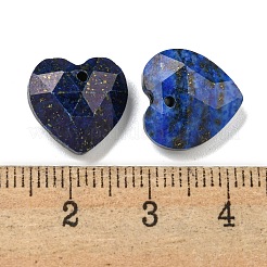 染色された天然ラピスラズリのファセットハートチャーム  13x13x6mm  穴：1mm&nbsp;G-G123-01K
