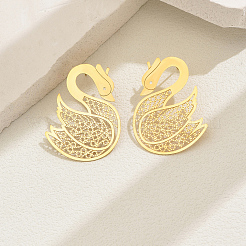 Stainless Steel Hollow Swan Stud Earrings&nbsp;PT7551