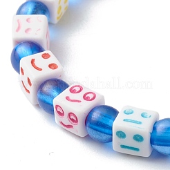 Craft Cube with Mixed Expression Acrylic Beads Stretch Bracelet for Kid&nbsp;BJEW-JB06581