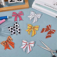 7個 7スタイル ポリエステル刺繍 アイロン接着 衣類パッチ  マスクと衣装のアクセサリー  アップリケ  蝶結び  ミックスカラー  67~80x60~70x1.5mm  1個/スタイル&nbsp;PATC-GF0001-63