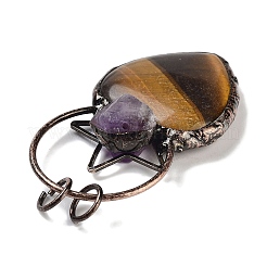 Natural Tiger Eye & Amethyst Big Pendants&nbsp;G-A221-04F