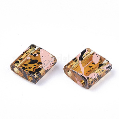 2穴透明ガラスシードビーズ  アンティークスタイル  正方形  ブラック  5x4.5~5.5x2~2.5mm  穴：0.5~0.8mm&nbsp;SEED-S023-30C-03