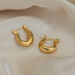女性用304ステンレスフープピアス  三日月  18KGP本金メッキ  16.6x15mm&nbsp;LW9014