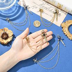 4Pcs 2 Colors Sword & Skull Alloy Hanging Chain Brooch&nbsp;JEWB-CJ0003-48