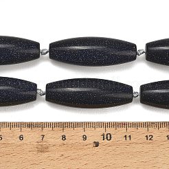 合成ブルーゴールドストーン青金砂石ビーズ連売り  ライス  40.5~41.5x14~14.5mm  穴：1.2mm  約9個/連  15.20''~15.55''（38.6~39.5センチメートル）&nbsp;G-L654-G21-01A