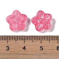 ペイントガラスビーズを焼く  花  淡いバイオレットレッド  12.5x13x4.5mm  穴：1.2mm&nbsp;GLAA-S202-06B