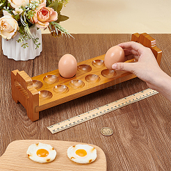 松の木の卵ホルダー  キッチン用品  長方形  チョコレート  340x100x90mm  内径：35mm&nbsp;WOOD-WH0316-010