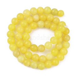 天然石レモンジェイド翡翠ビーズ連売り  ラウンド  レモンシフォン  6mm  穴：1mm  約60~64個/連  15.1インチ&nbsp;G-H1631-6MM