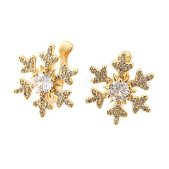 Brass Micro Pave Clear Cubic Zirconia Cuff Earrings&nbsp;EJEW-F370-25G