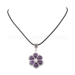 Synthetic Turquoise & Dyed Natural Mashan Jade & Carnelian & Amethyst with Glass Seed Beaded Pendant Waxed Cotton Cord Necklaces&nbsp;NJEW-MZ00140