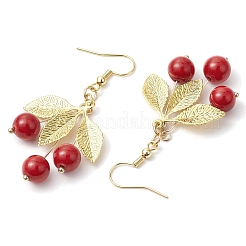 Natural Dyed Mashan Jade Dangle Earrings&nbsp;EJEW-TA00572