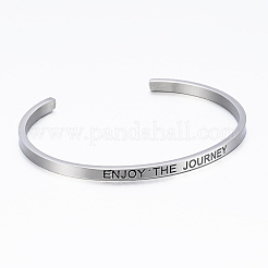 304 Stainless Steel Inspirational Cuff Bangles&nbsp;BJEW-K173-14P
