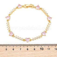 Brass Pave Cubic Zirconia Heart Link Chain Bracelets for Women&nbsp;KK-CBA68DA-10G-02
