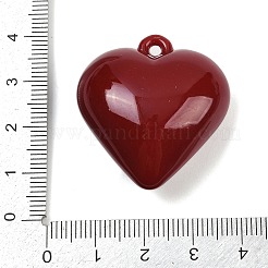 不透明アクリルエナメルペンダント  ハート  暗赤色  34x32x16mm  穴：2mm&nbsp;OACR-B036-12B