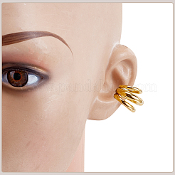 304ステンレススチールカフイヤリング  トリプルC字型  ゴールドカラー  19x19mm&nbsp;EJEW-WH0049-006G