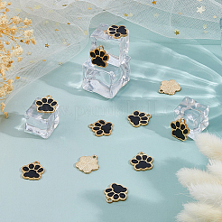 120本合金エナメルペンダント  カドミウムフリー＆鉛フリー  犬の足跡  ブラック  17.5x16x1.5mm  穴：2mm&nbsp;ENAM-FH0001-95A