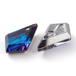 エンボスガラスラインストーンペンダント  多面カット  凧  ミックスカラー  13x8x4mm  穴：1.2mm&nbsp;GLAA-J101-01A