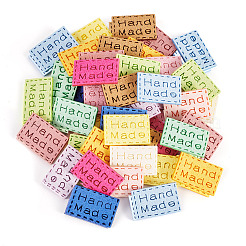 65Pcs 13 Colors Rectangle Hand Made Suede Clothing Label&nbsp;AJEW-TA0002-15