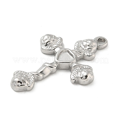 304ステンレススチールペンダントカボションセッティング  クロス  ステンレス鋼色  30.5x20x3mm  穴：1.8mm  トレイ：4x4mm&nbsp;STAS-M082-03P