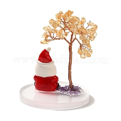 Christmas Natural Yellow Quartz Chips Tree Decorations&nbsp;DJEW-K028-03B