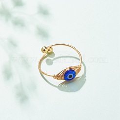 10Pcs 10 Style Resin & Lampwork Evil Eye Beaded Finger Rings&nbsp;RJEW-JR00478