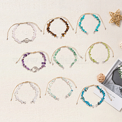 9Pcs 9 Styles Natural Mixed Stone Chip Nylon Braided Beaded Bracelet Making&nbsp;AJEW-BM0001-55