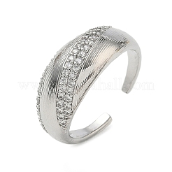 Brass Micro Pave Cubic Zirconia Cuff Open Rings&nbsp;RJEW-C163-01P