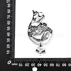チベット風合金ビッグサイズペンダントトップ  人魚  アンティークシルバー  73.6x42.6x4.5mm  穴：5.4mm&nbsp;PALLOY-S195-01D-AS